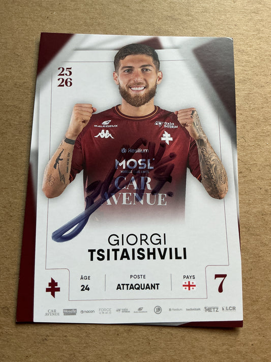 Giorgi Tsitaishvili, Georgia 🇬🇪 FC Metz 2025/26 hand signed