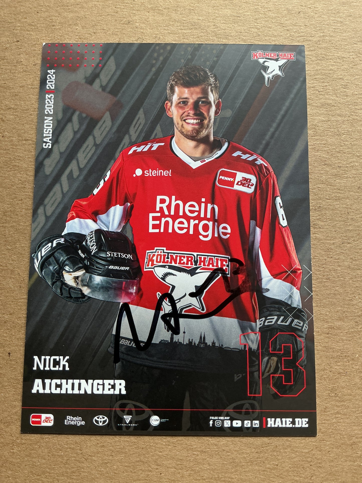 Nick Aichinger, Germany 🇩🇪 Kölner Haie 2023/24 hand signed