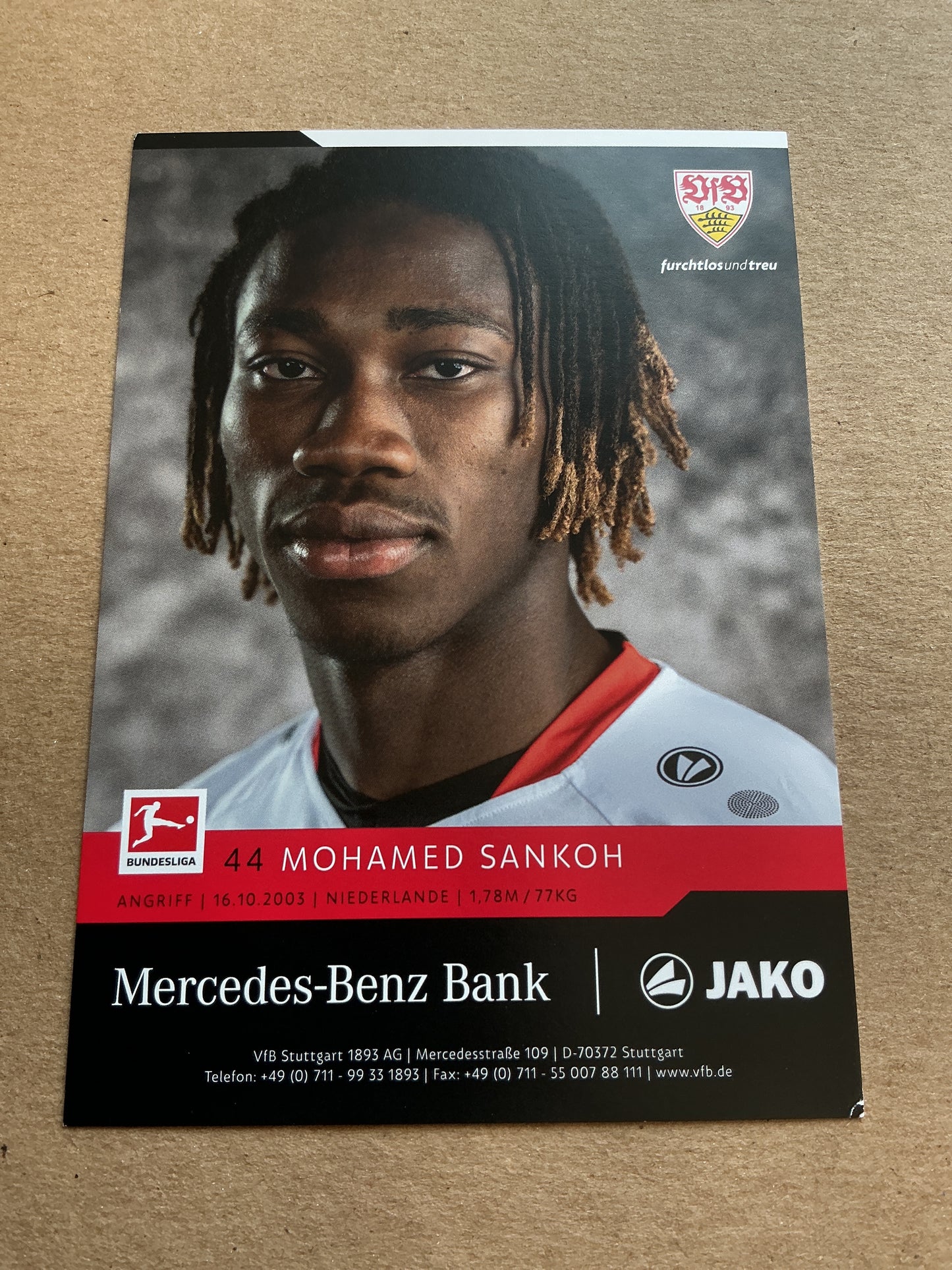 Mohamed Sankoh, Netherlands 🇳🇱 VfB Stuttgart 2021/22 hand signed