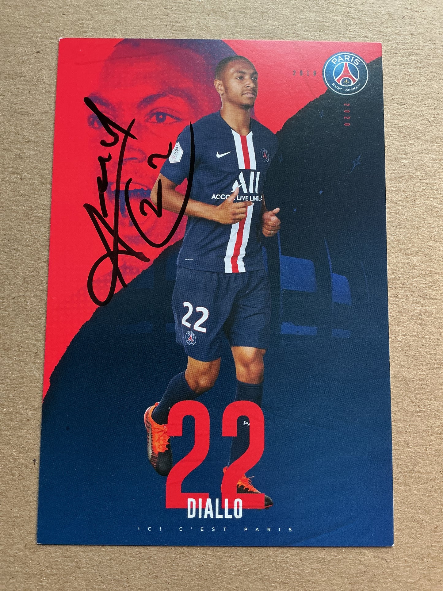 Abdou Diallo, Senegal 🇸🇳 Paris Saint-Germain 2019/20 hand signed