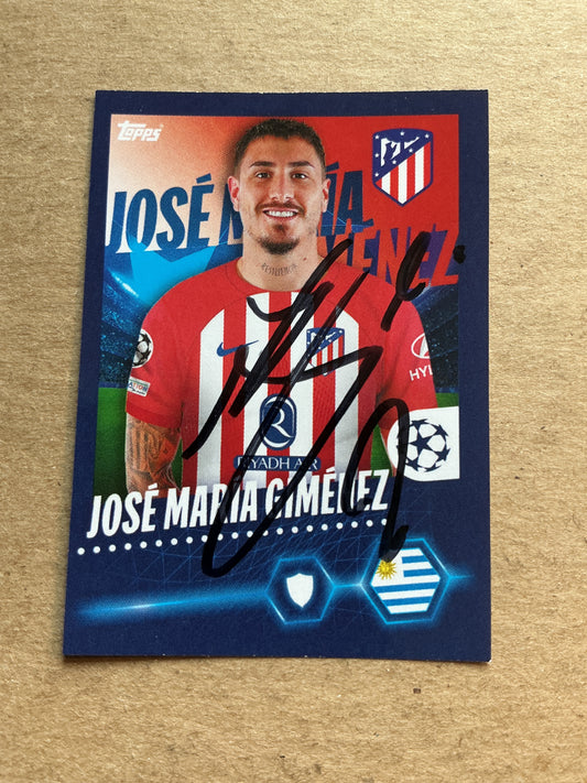 Jose Maria Gimenez, Uruguay 🇺🇾 Atletico Madrid 2023/24 Topps hand signed