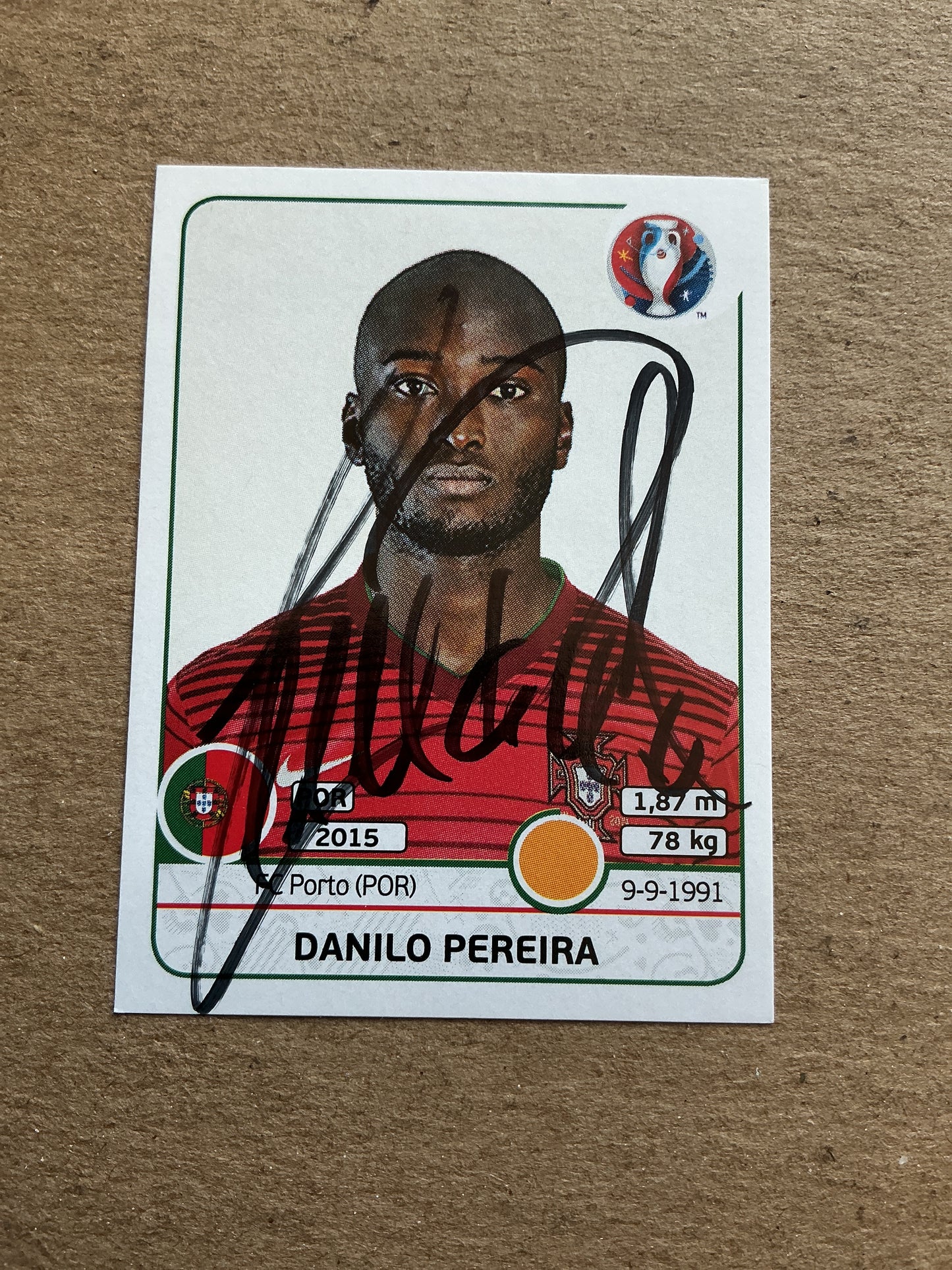 Danilo Pereira, Portugal 🇵🇹 UEFA Euro 2016 Panini hand signed