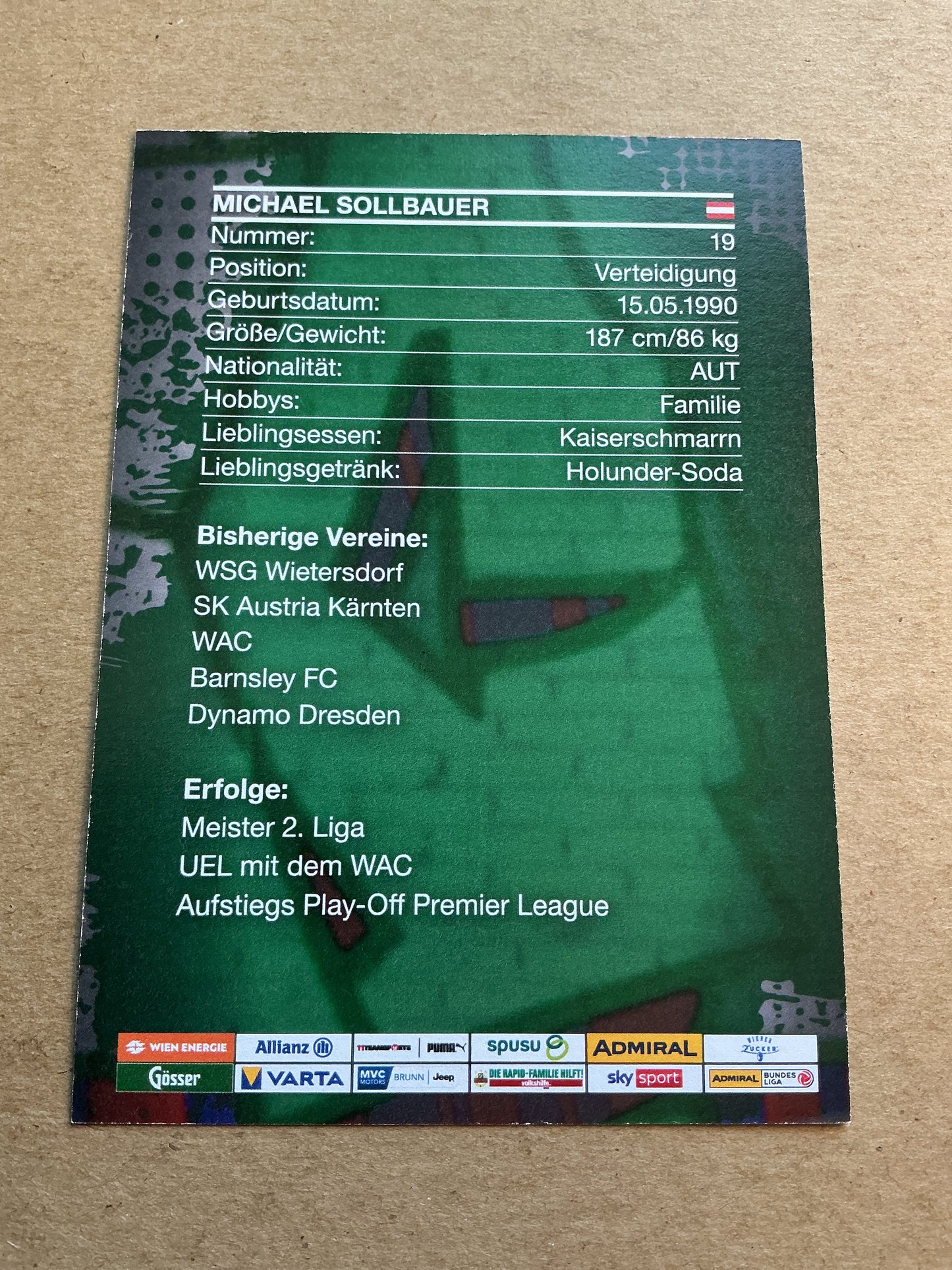 Michael Sollbauer, Austria 🇦🇹 SK Rapid Wien 2023/24 hand signed