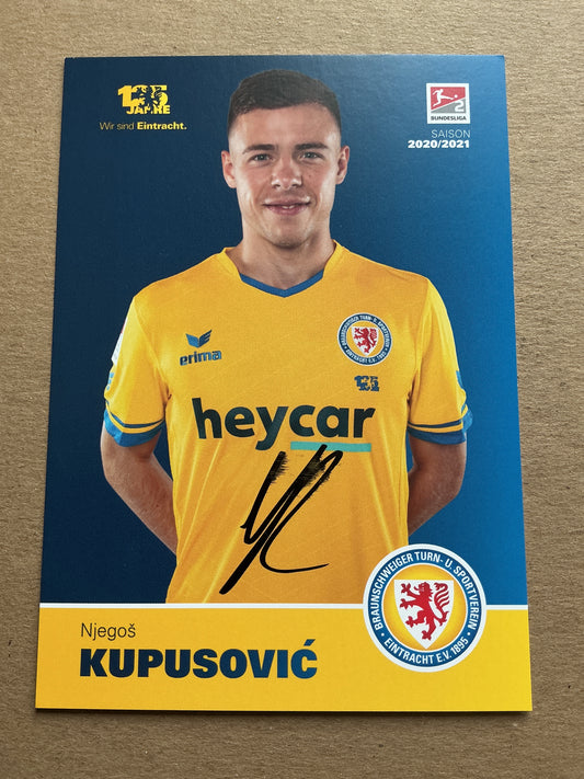 Njegoš Kupusović, Bosnia 🇧🇦 Eintracht Braunschweig 2020/21 hand signed