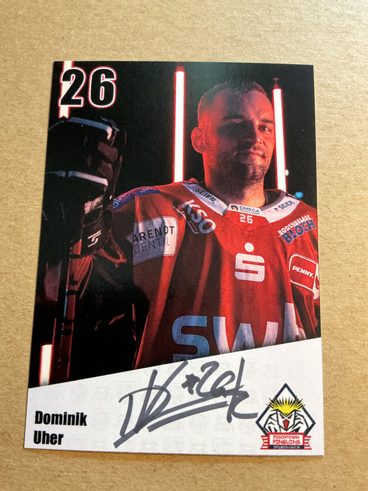 Dominik Uher, Czech Republic 🇨🇿 Fishtown Pinguins 2024/25 hand signed