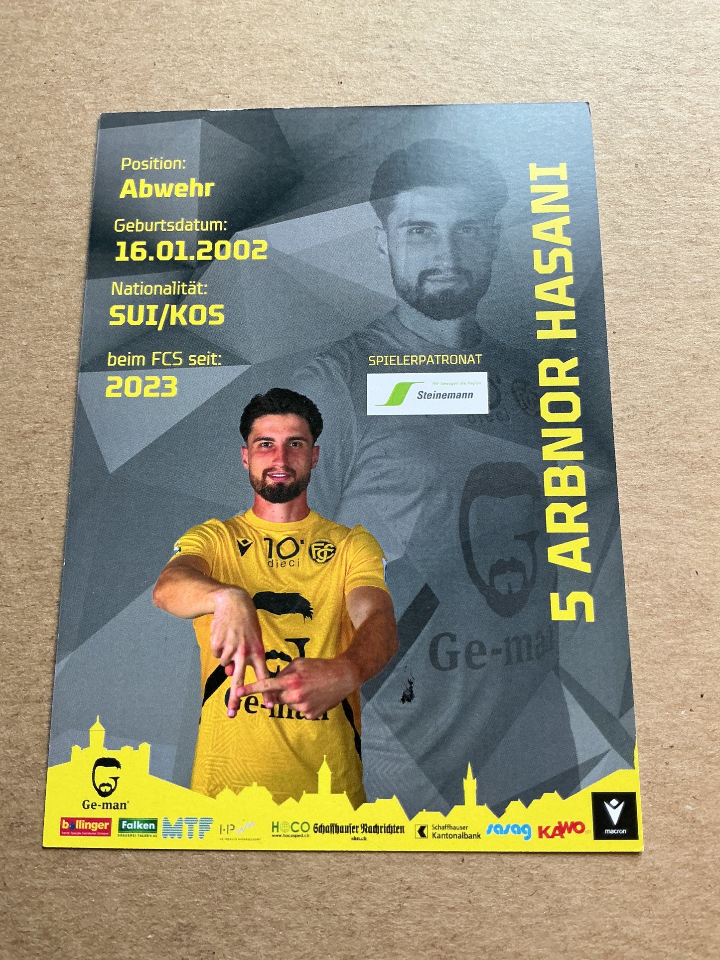 Arbnor Hasani, Kosovo 🇽🇰 FC Schaffhausen 2024/25 hand signed