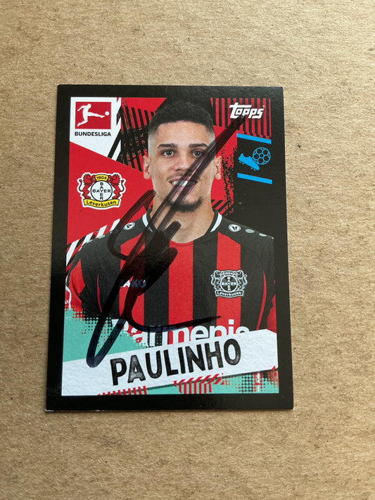 Paulinho, Brazil 🇧🇷 Bayer 04 Leverkusen 2021/22 Topps hand signed