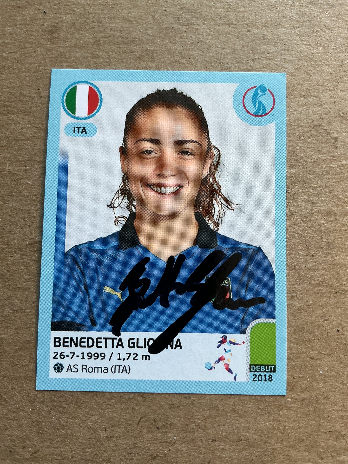 Benedetta Glionna, Italy 🇮🇹 UEFA Women’s Euro Cup 2022 Panini hand signed