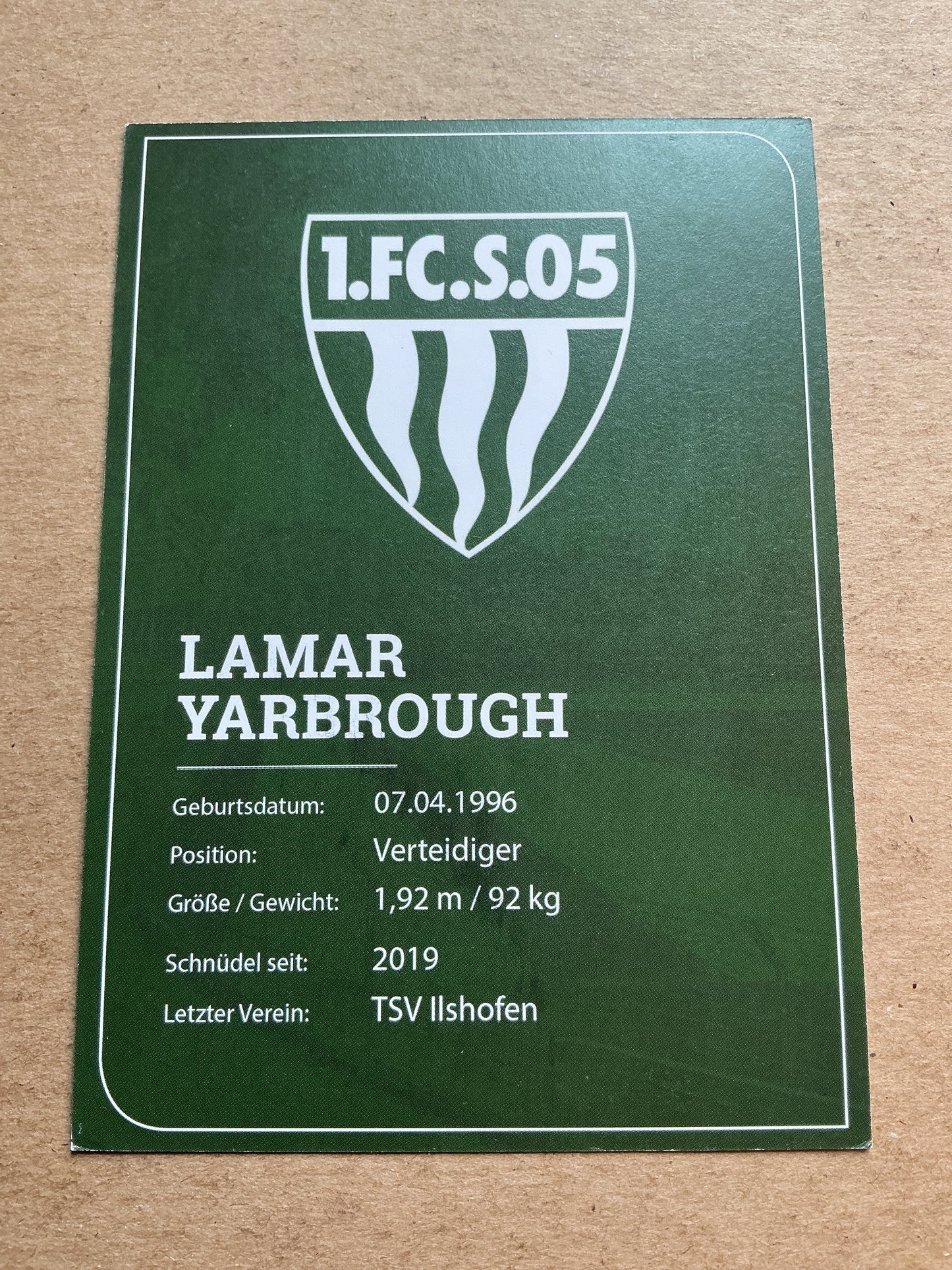 Yarbrough Lamar, Germany 🇩🇪 1.FC Schweinfurt 05 2021/22 hand signed