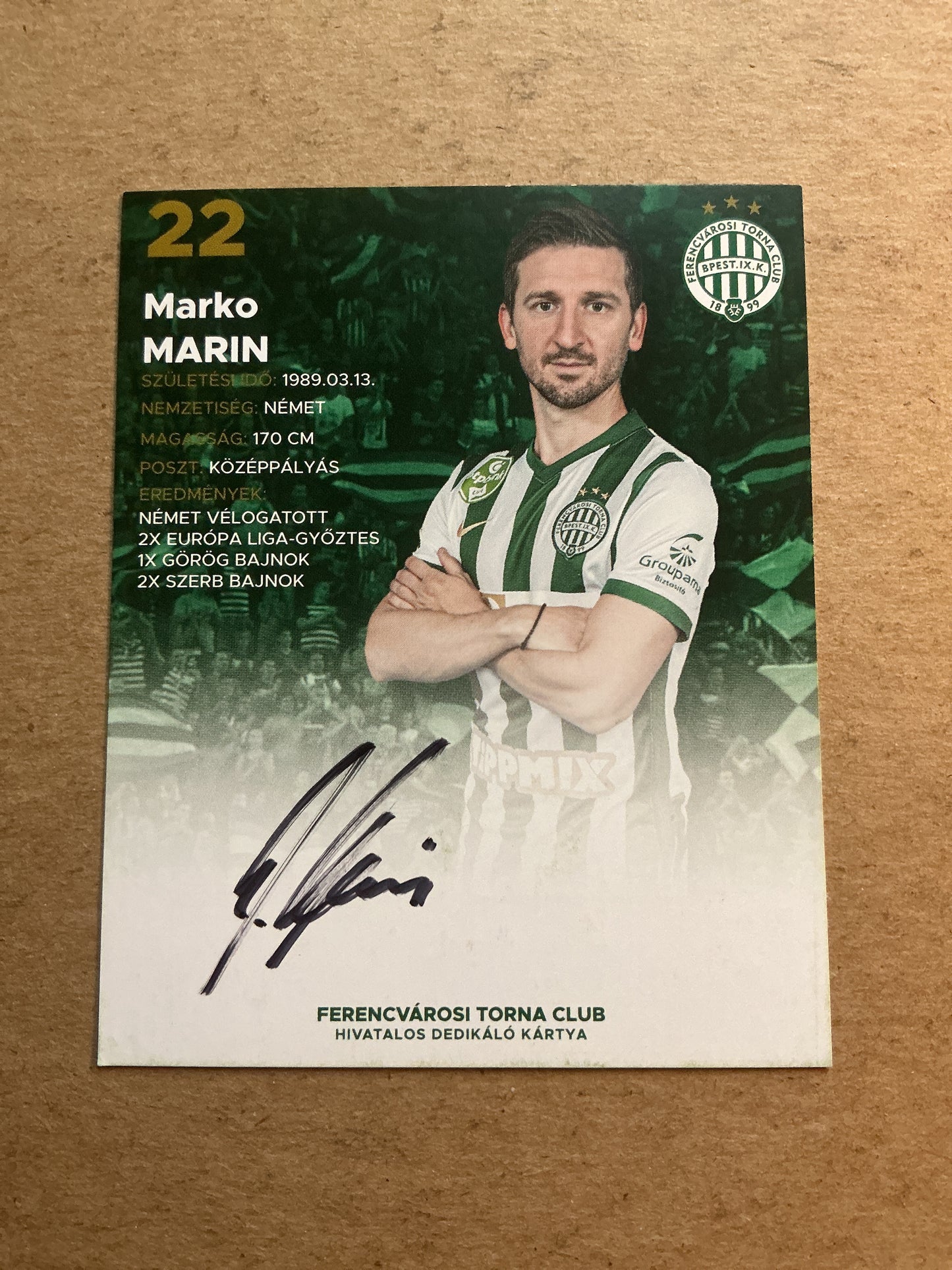 Marko Marin, Germany 🇩🇪 Ferencvaros TC 2021/22 hand signed