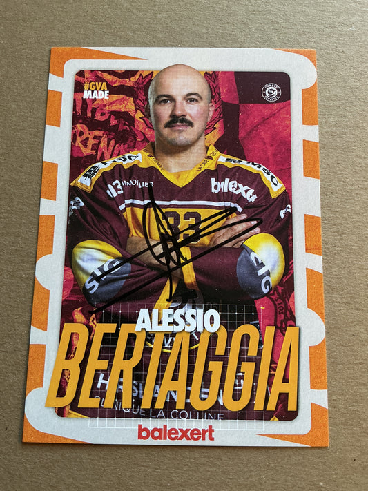 Alessio Bertaggia, Switzerland 🇨🇭 Geneve-Servette HC 2024/25 hand signed