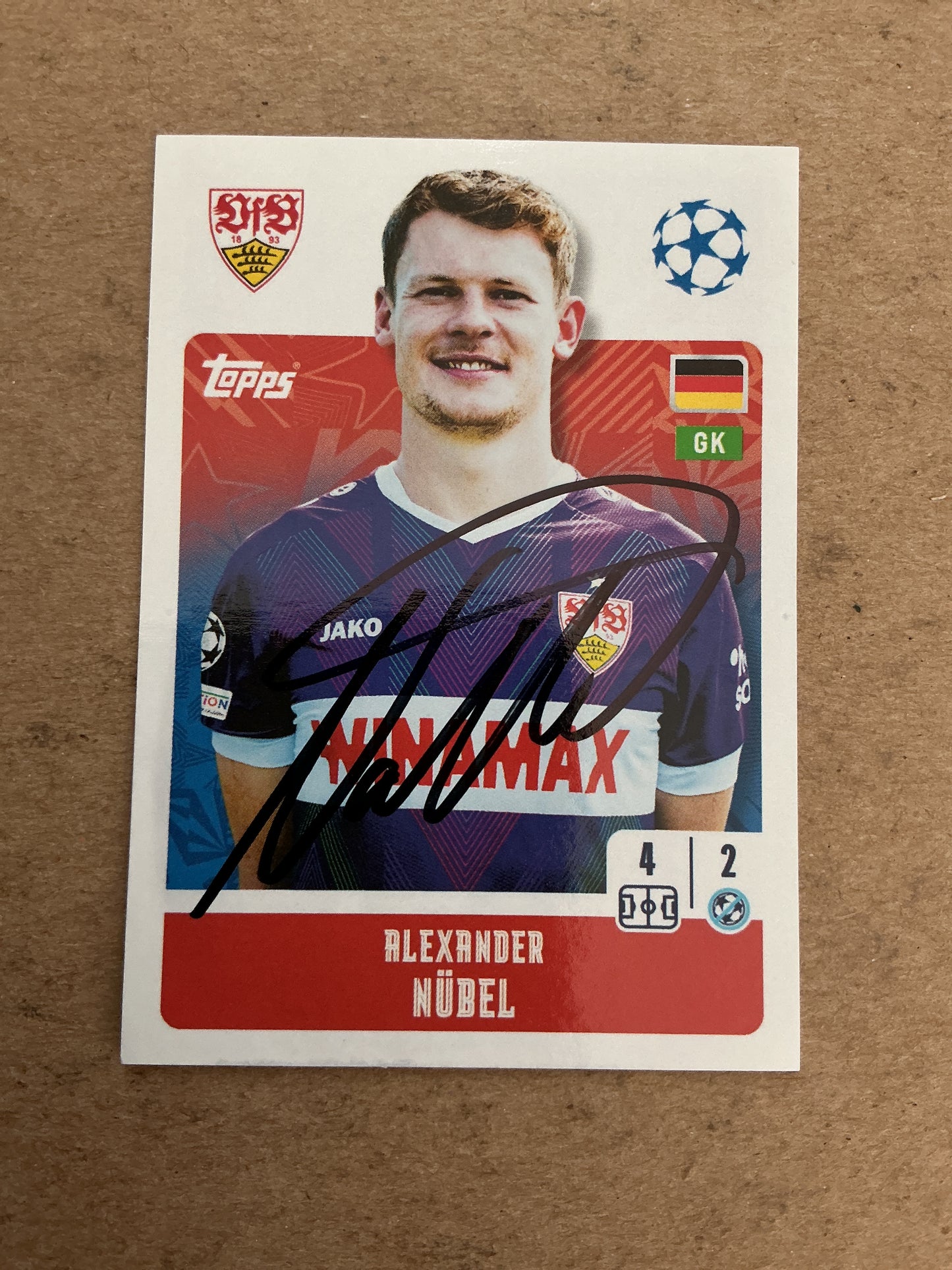Alexander Nübel, Germany 🇩🇪 VfB Stuttgart 2024/25 Topps hand signed