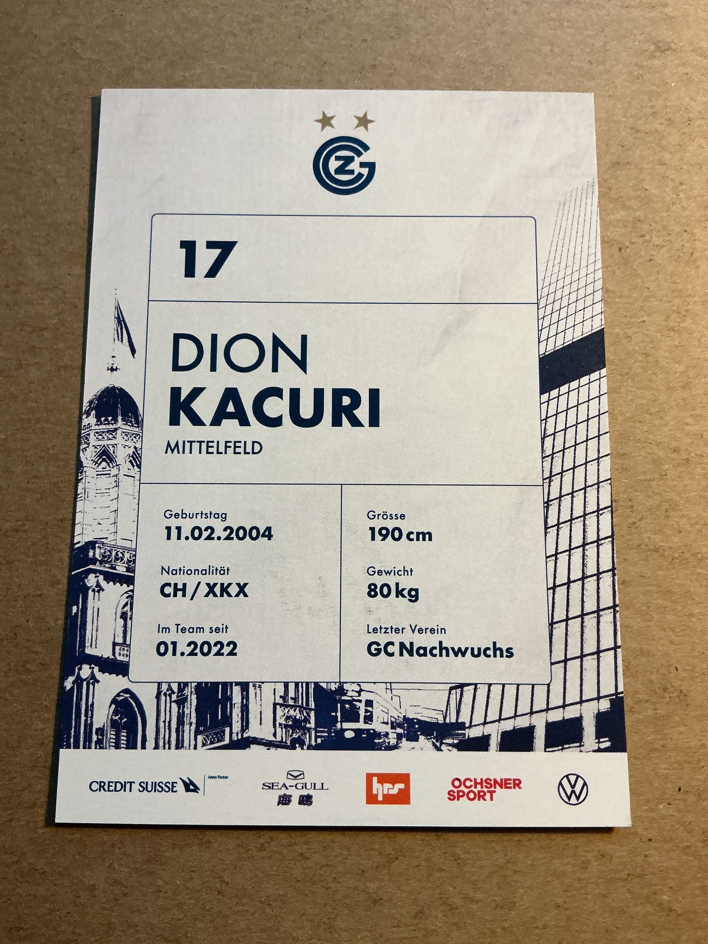 Dion Kacuri, Switzerland 🇨🇭 Grasshopper Zürich 2022/23 hand signed