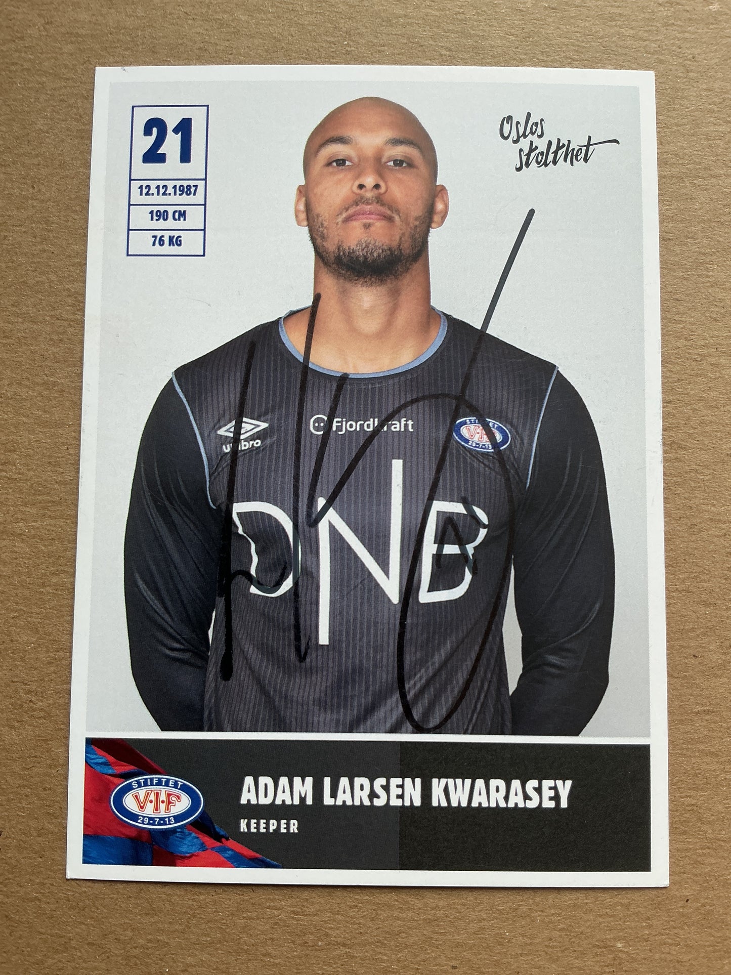 Adam Kwarasey, Ghana 🇬🇭 Vålerenga IF 2019/20 hand signed
