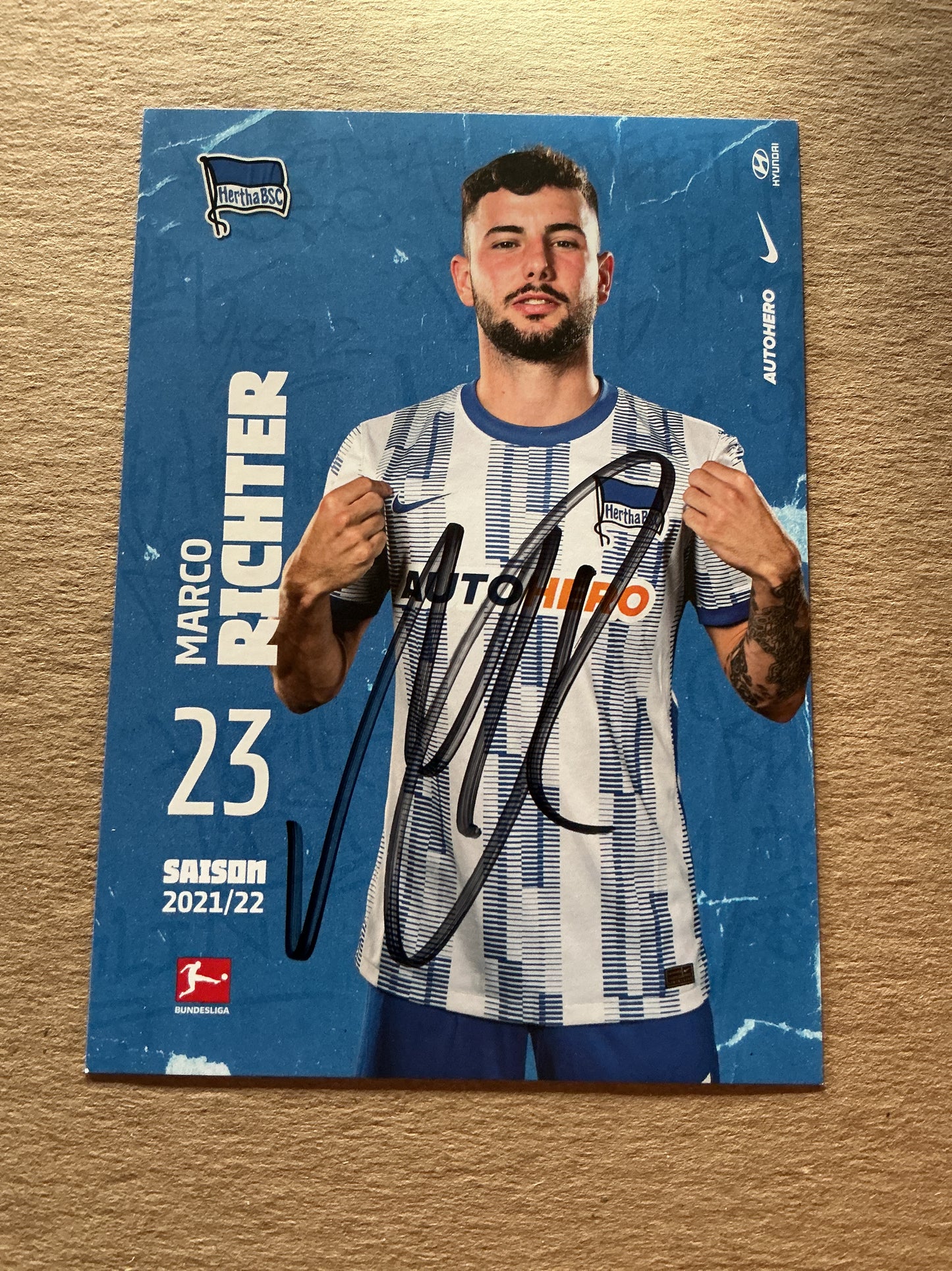 Marco Richter, Germany 🇩🇪 Hertha BSC Berlin 2021/22 hand signed