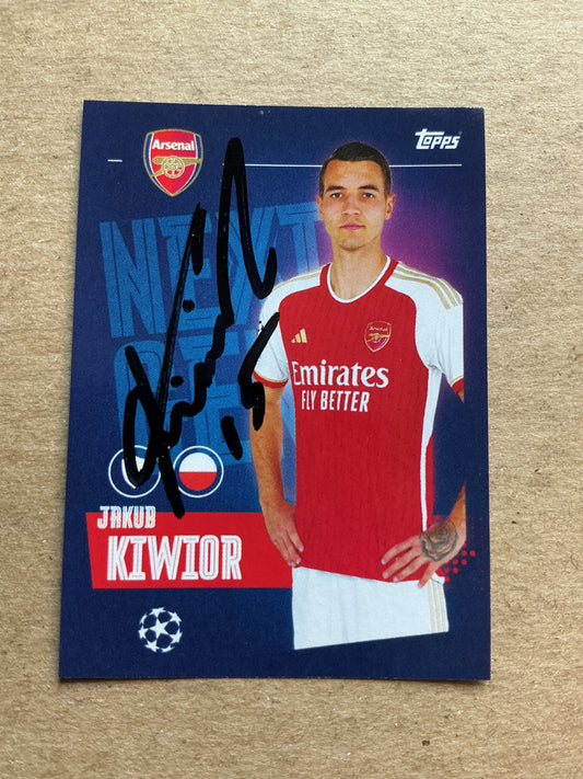 Jakub Kiwior, Poland 🇵🇱 Arsenal FC 2023/24 Topps hand signed