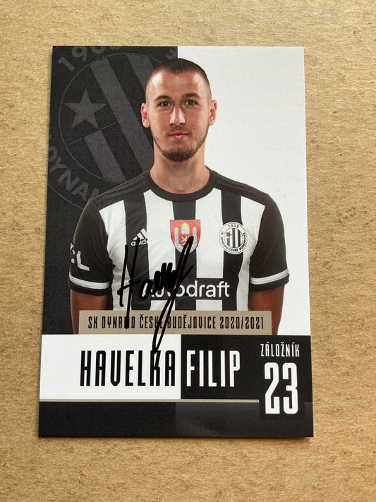 Filip Havelka, Czech Republic 🇨🇿 SK Dynamo České Budějovice 2020/21 hand signed