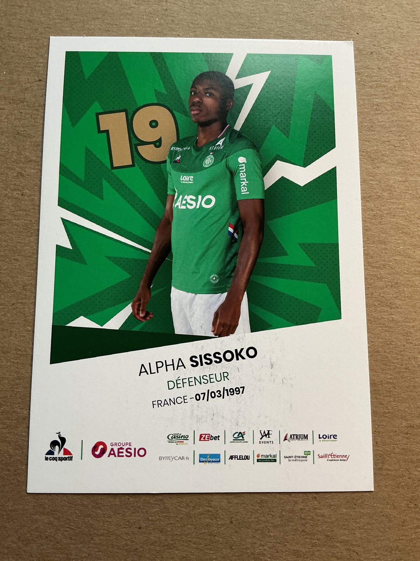 Alpha Sissoko, France 🇫🇷 AS Saint-Étienne 2019/20 hand signed