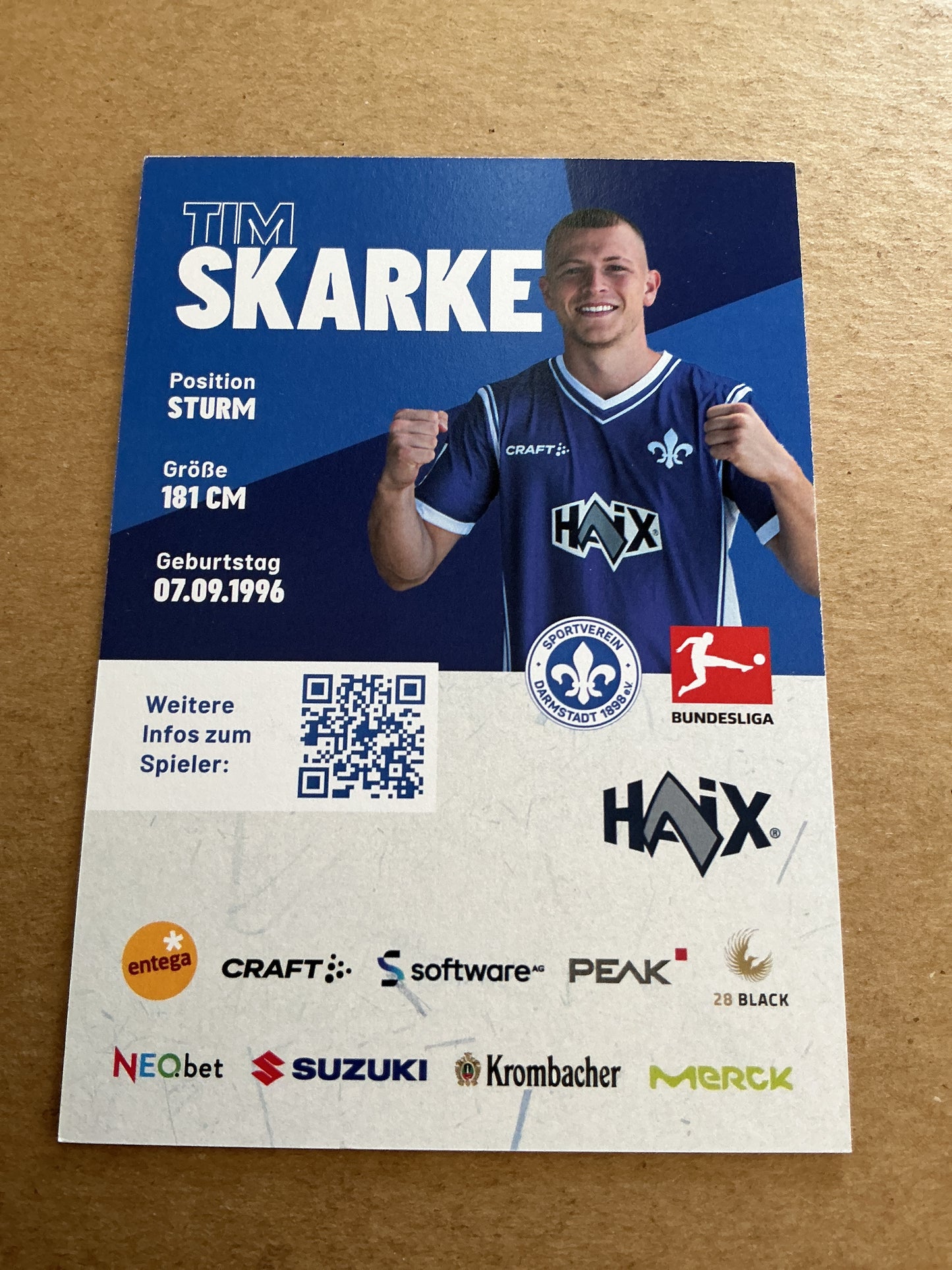 Tim Skarke, Germany 🇩🇪 SV Darmstadt 98 2023/24 hand signed