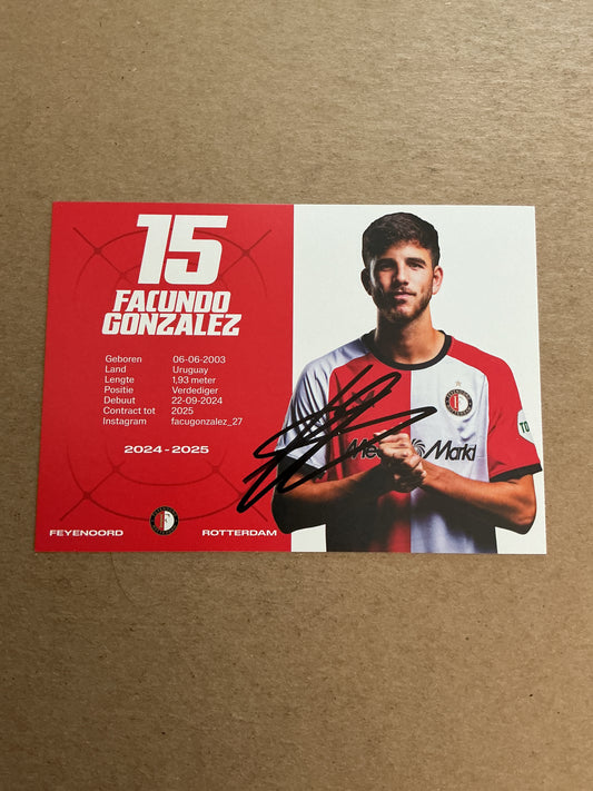Facundo Gonzalez, Uruguay 🇺🇾 Feyenoord Rotterdam 2024/25 hand signed