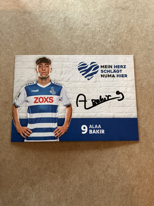 Alaa Bakir, Germany 🇩🇪 MSV Duisburg 2021/22 hand signed