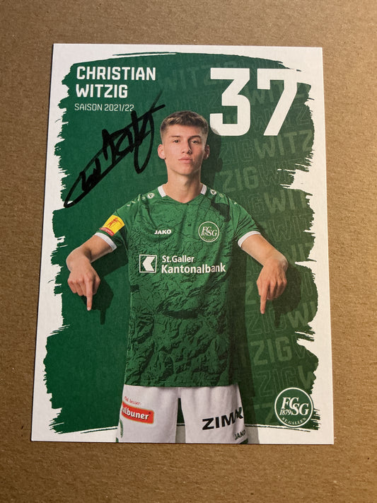 Christian Witzig, Switzerland 🇨🇭 FC St. Gallen 2021/22 hand signed