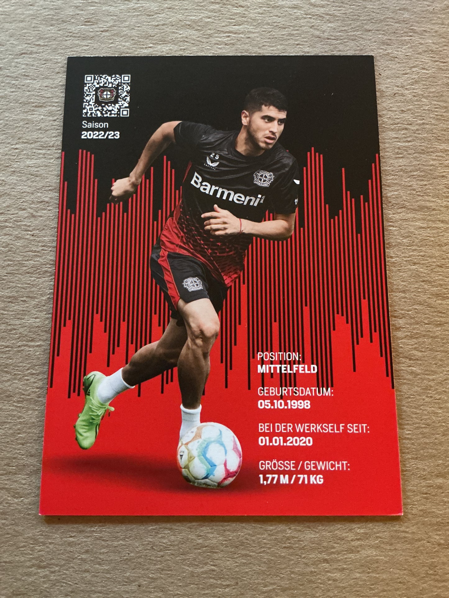 Exequiel Palacios, Argentina 🇦🇷 Bayer 04 Leverkusen 2022/23 hand signed