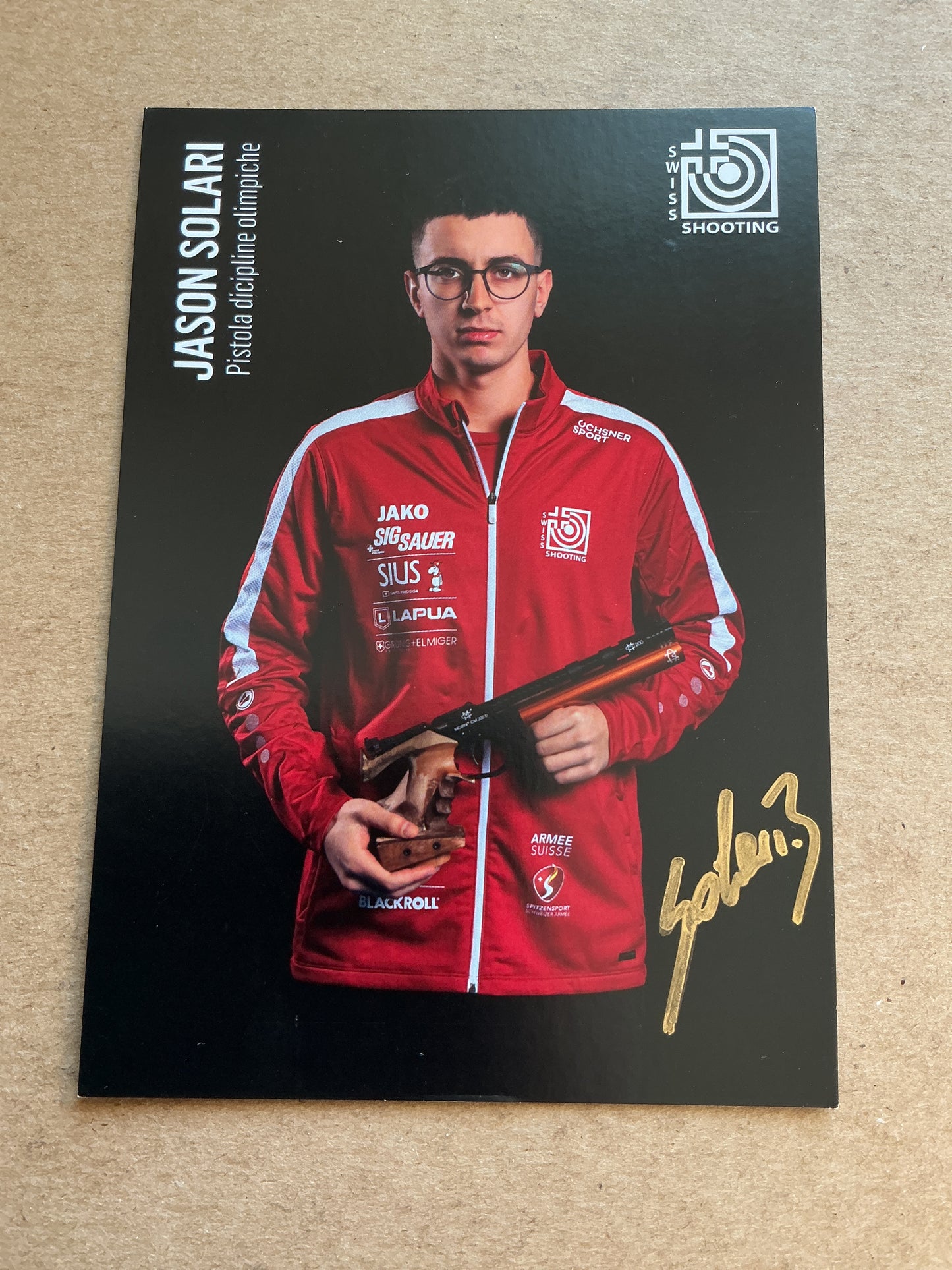 Jason Solari, Switzerland 🇨🇭 Shooting Summer Olympics 2024 hand signed