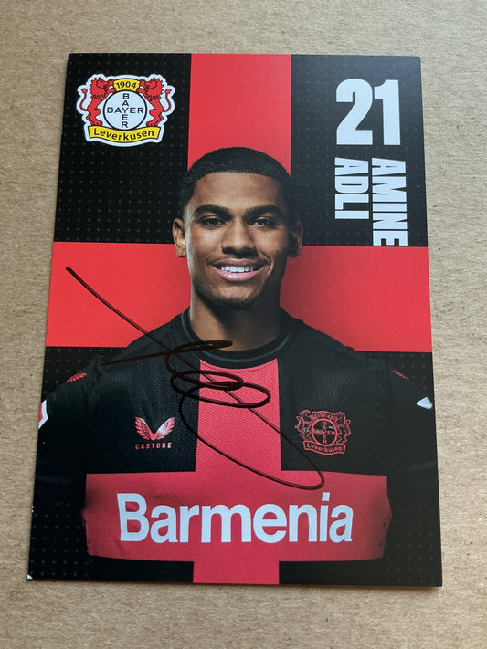 Amine Adli, Morocco 🇲🇦 Bayer 04 Leverkusen 2023/24 hand signed