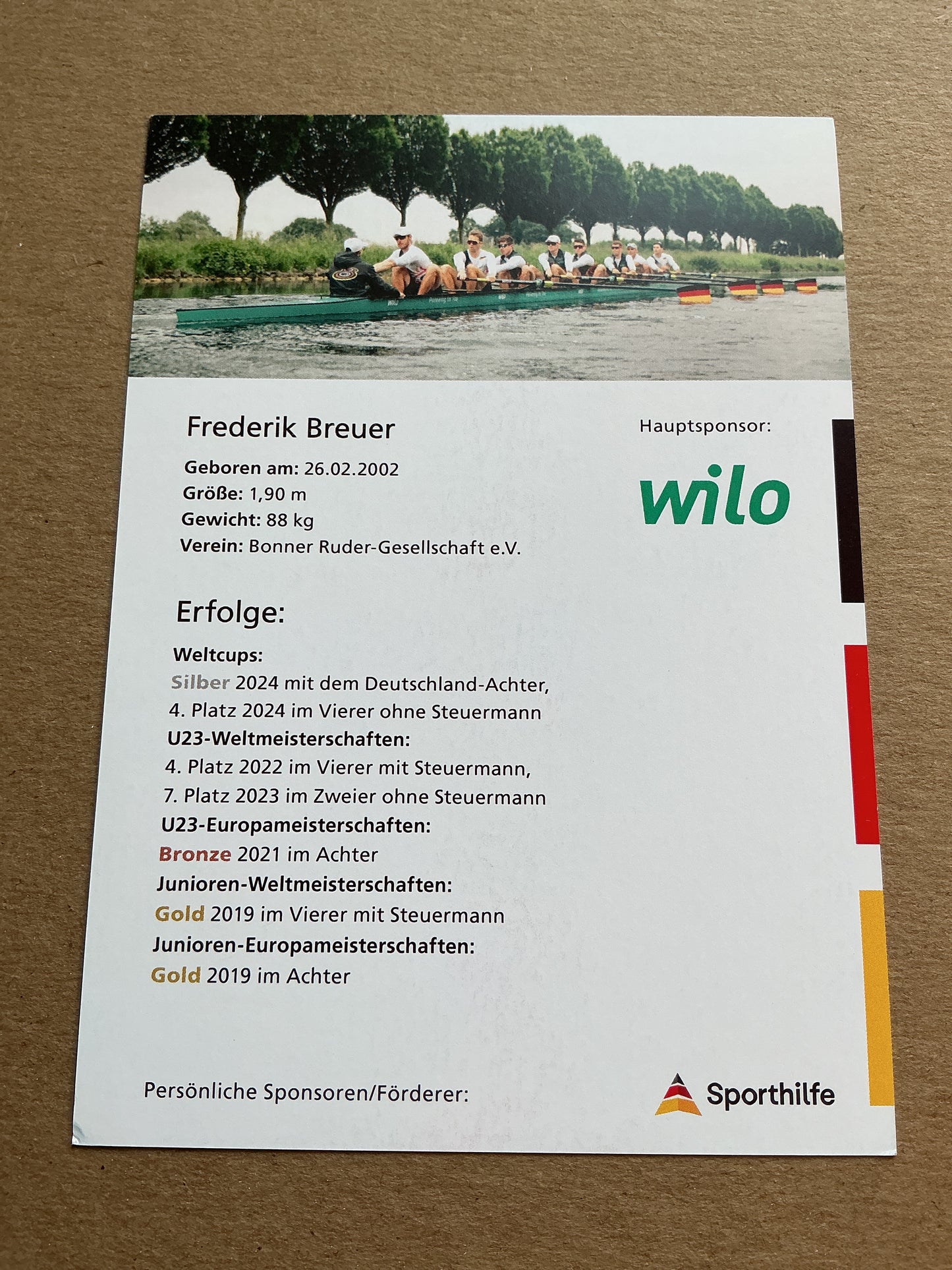 Frederik Breuer, Germany 🇩🇪 Rowing Summer Olympics 2024 hand signed
