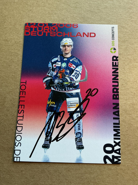 Maximilian Brunner, Germany 🇩🇪 Iserlohn Roosters 2024/25 hand signed