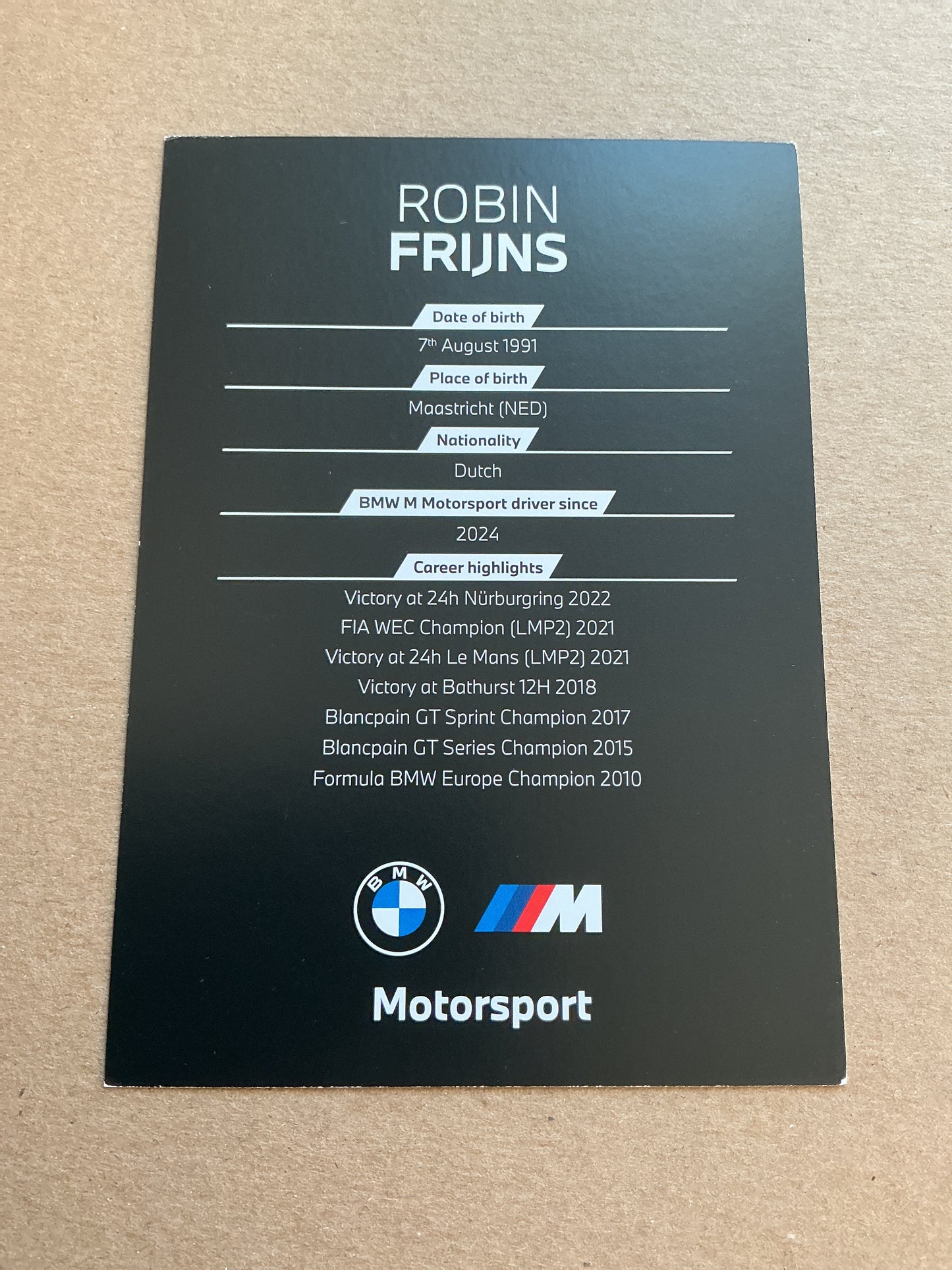 Robin Frijns, Netherlands 🇳🇱 Racing Driver Sports 2024 hand signed