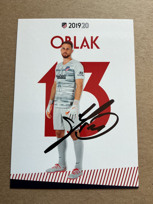 Jan Oblak, Slovenia 🇸🇮 Atletico Madrid 2019/20 hand signed