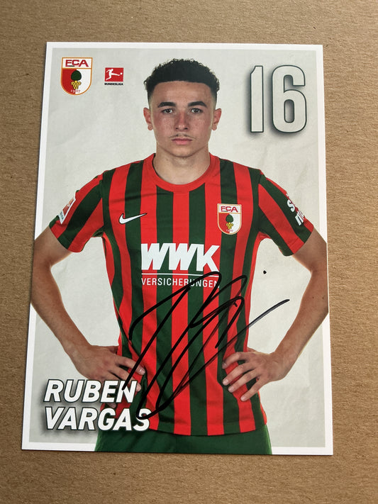 Ruben Vargas, Switzerland 🇨🇭 FC Augsburg 2021/22 hand signed