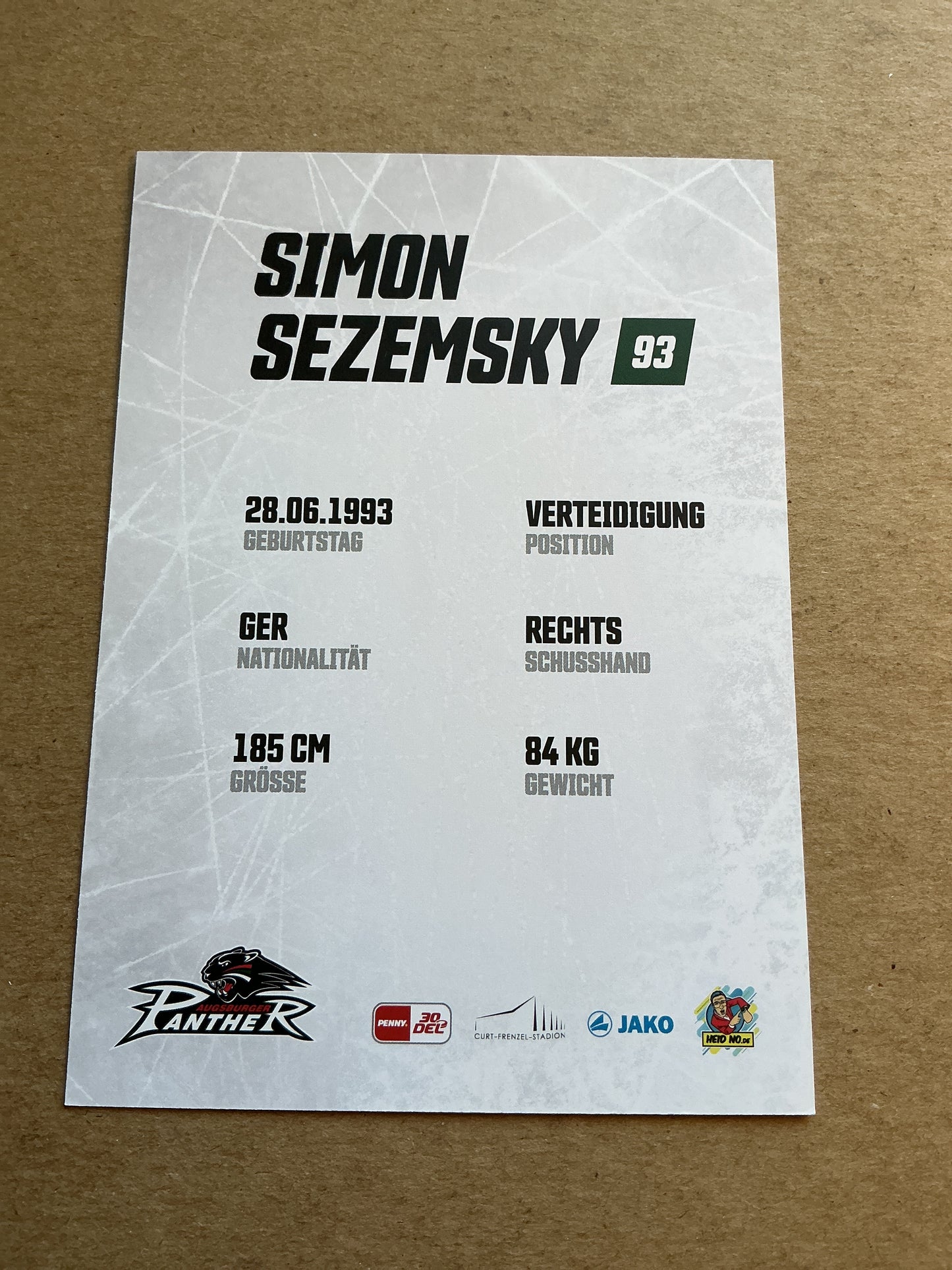 Simon Sezemsky, Germany 🇩🇪 Augsburg Panther 2023/24 hand signed