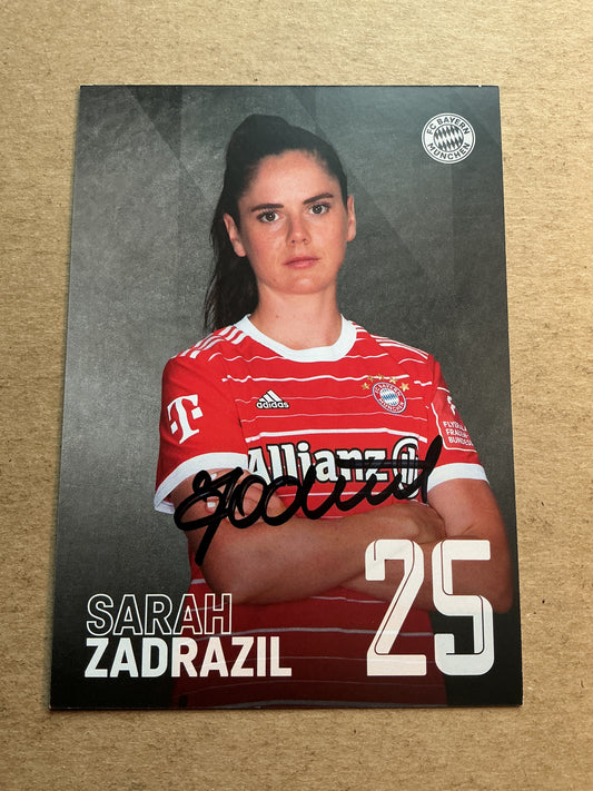 Sarah Zadrazil, Austria 🇦🇹 FC Bayern München 2022/23 hand signed