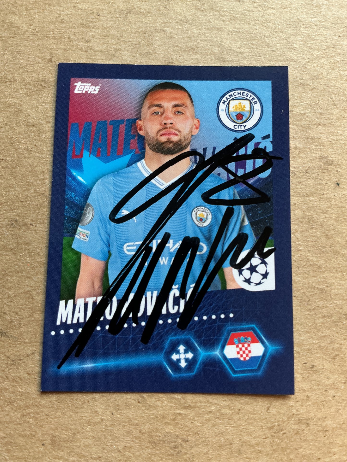 Mateo Kovacic, Croatia 🇭🇷 Manchester City 2023/24 Topps hand signed