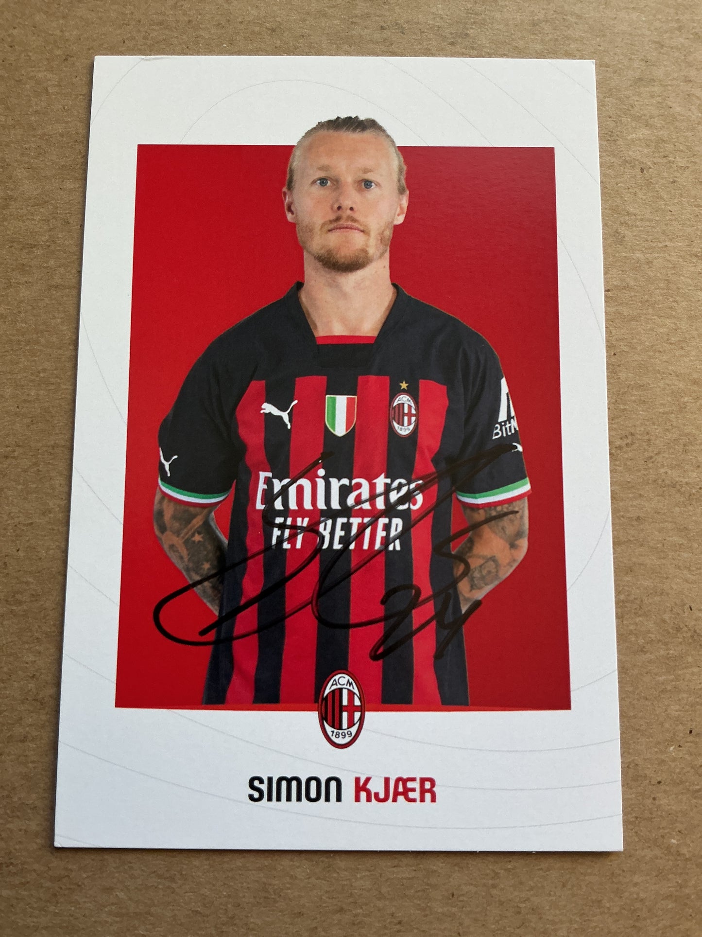 Simon Kjær, Denmark 🇩🇰 AC Milan 2022/23 hand signed