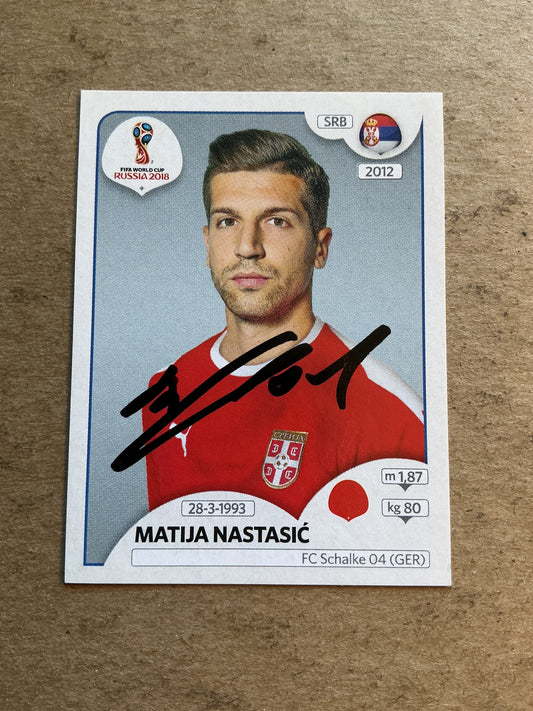 Matija Nastasić, Serbia 🇷🇸 FIFA World Cup 2018 Panini hand signed