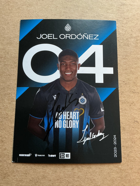 Joel Ordóñez, Ecuador 🇪🇨 Club Brugge 2023/24 hand signed