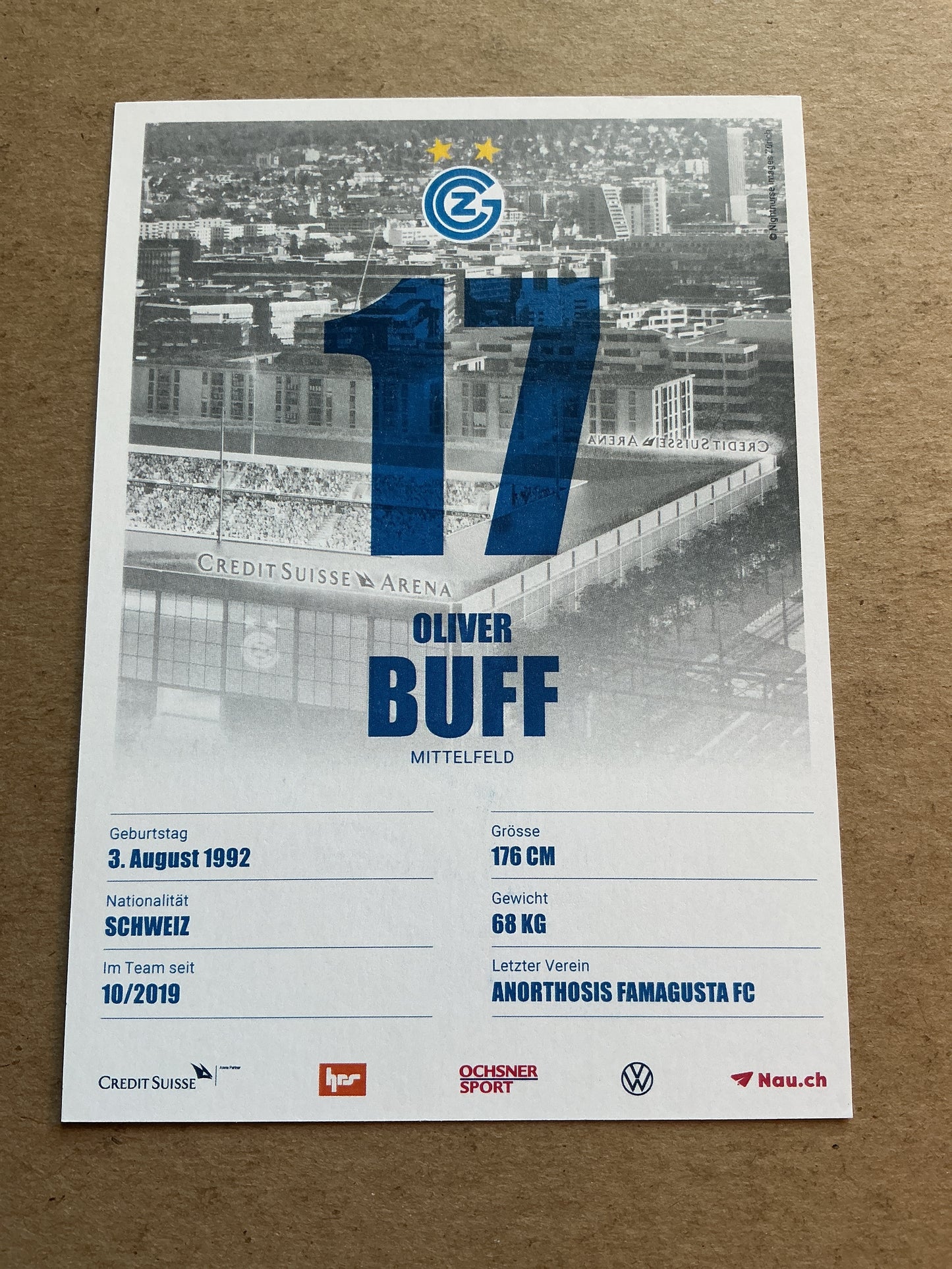 Oliver Buff, Switzerland 🇨🇭 Grasshopper Zürich 2019/20 hand signed