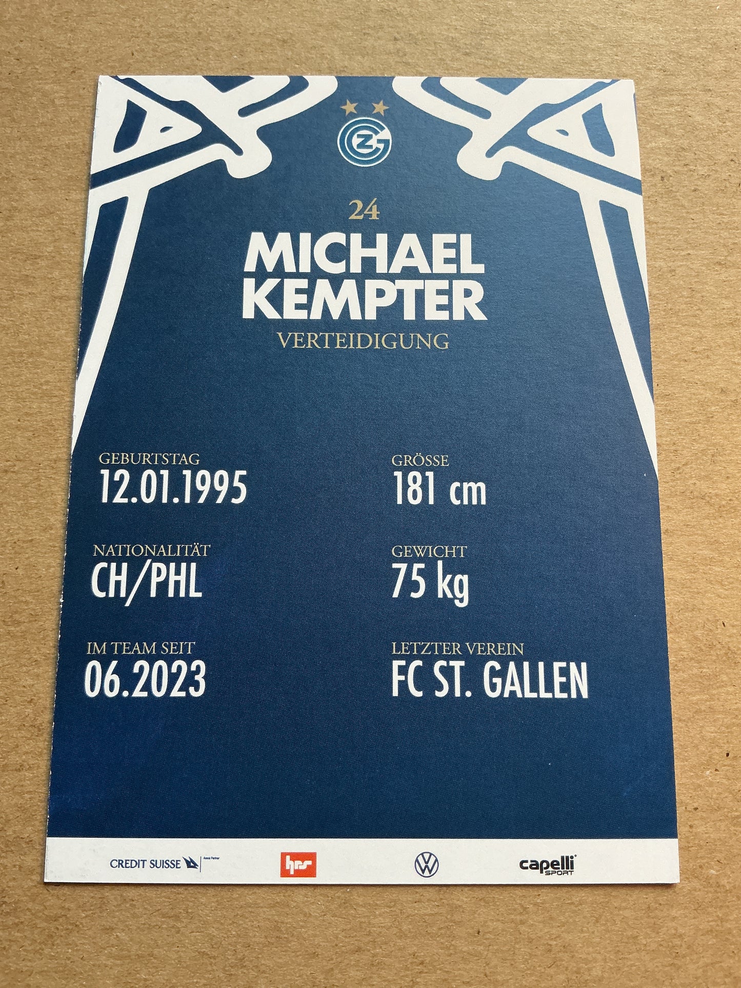 Michael Kempter, Philippines 🇵🇭 Grasshopper Club Zürich 2023/24 hand signed
