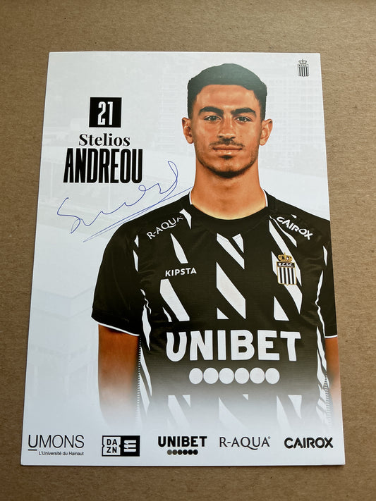 Stelios Andreou, Cyprus 🇨🇾 Sporting Charleroi 2023/24 hand signed