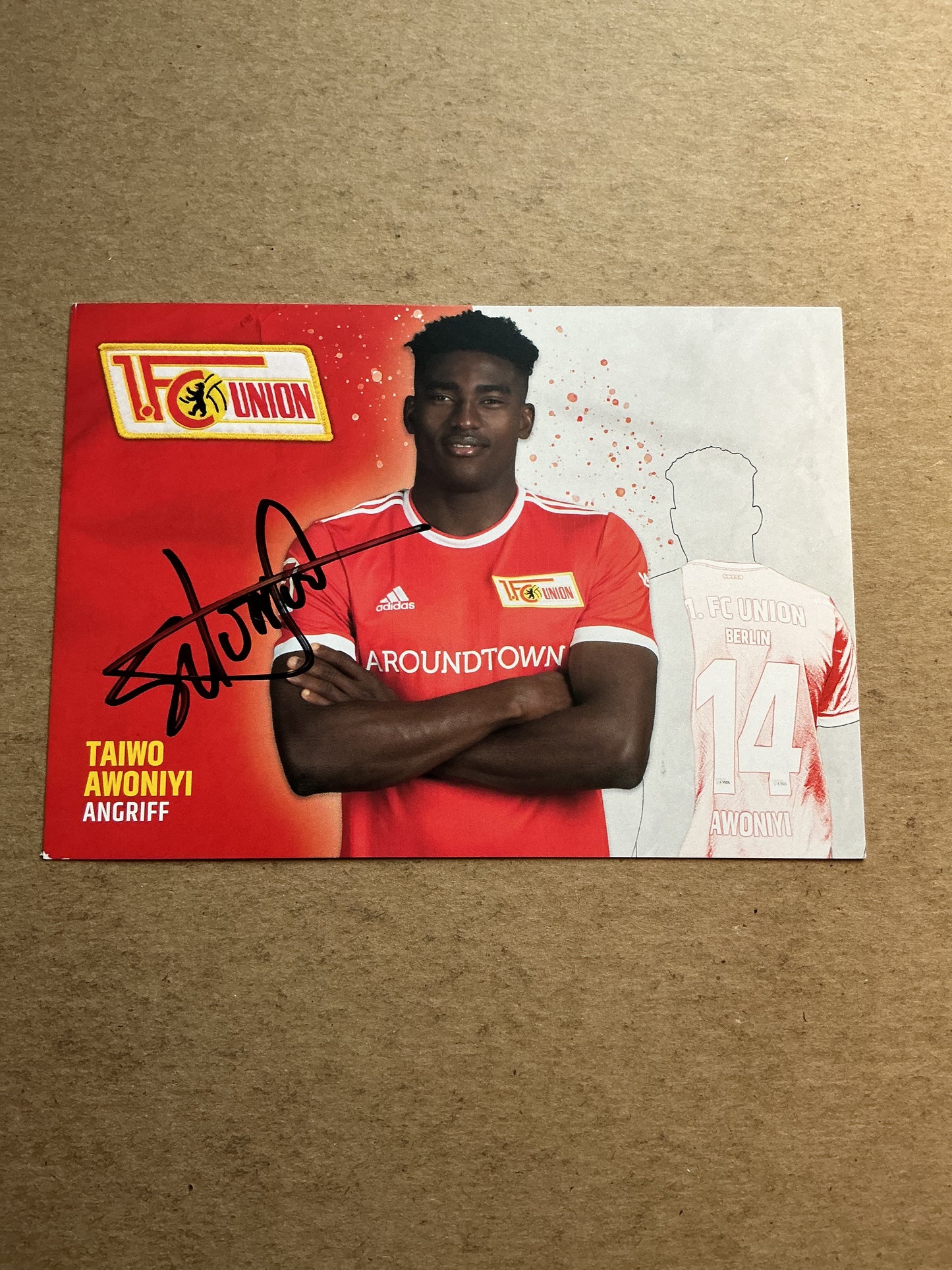 Taiwo Awoniyi, Nigeria 🇳🇬 1.FC Union Berlin 2021/22 hand signed