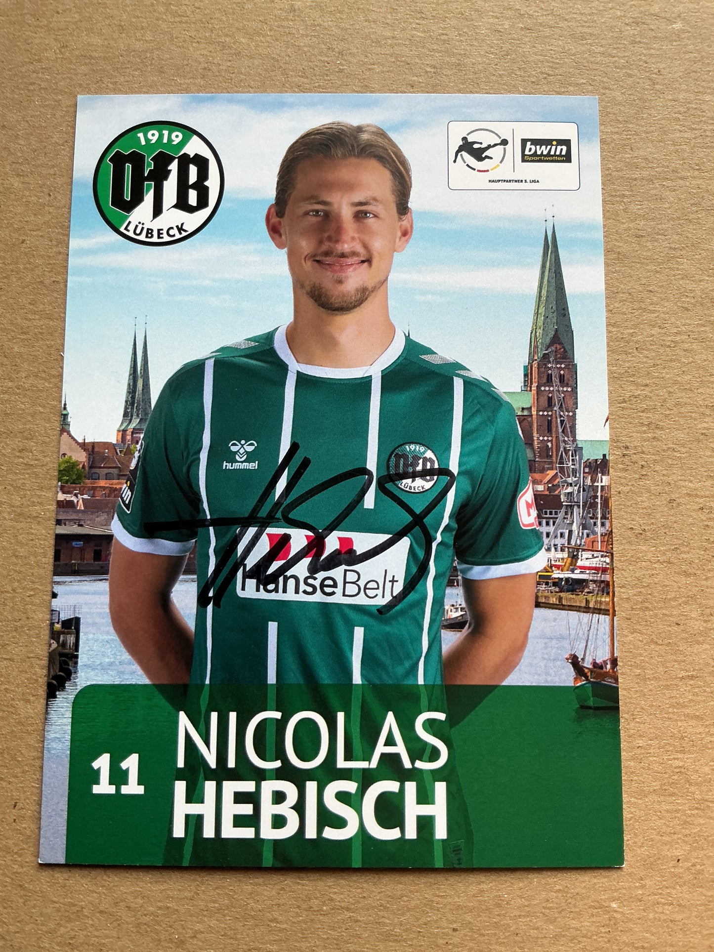 Nicolas Hebisch, Germany 🇩🇪 VfB Lübeck 2020/21 hand signed
