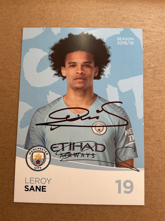 Leroy Sane, Germany 🇩🇪 Manchester City 2018/19 hand signed