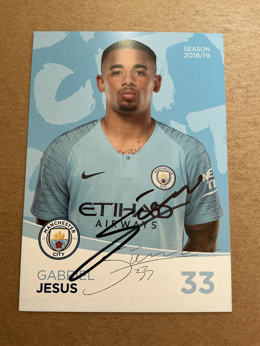 Gabriel Jesus, Brazil 🇧🇷 Manchester City 2018/19 hand signed