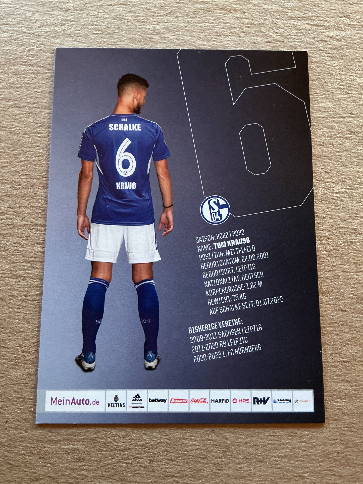 Tom Krauss, Germany 🇩🇪 FC Schalke 04 2022/23 hand signed