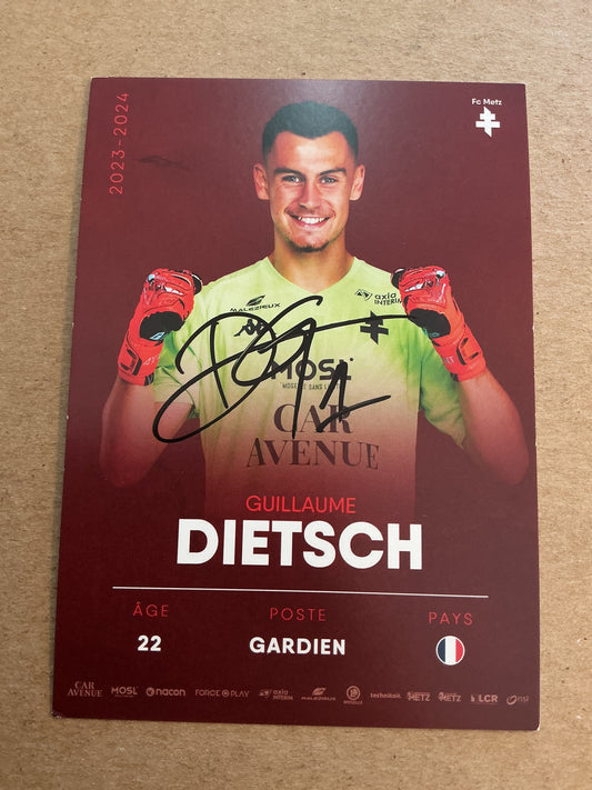 Guillaume Dietsch, France 🇫🇷 FC Metz 2023/24 hand signed