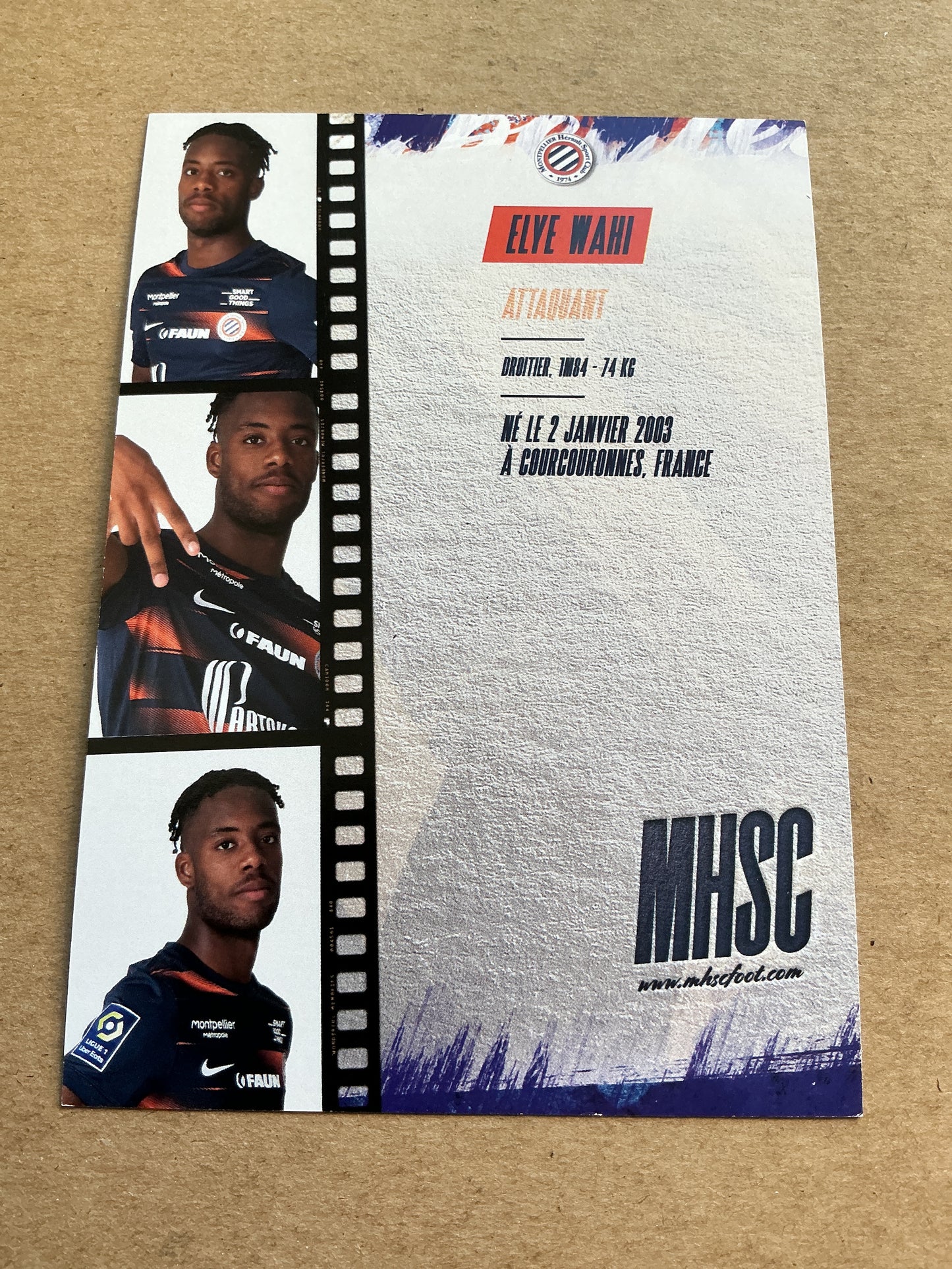 Elye Wahi, France 🇫🇷 Montpellier HSC 2022/23 hand signed